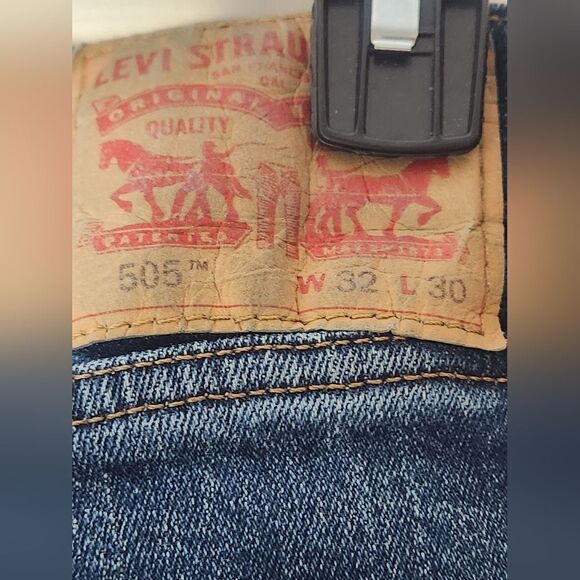 LEVI'S Strauss 505 W30"×L32 Straight Leg Dark Blue Wash Denim  Men's Jeans - Picture 5 of 11